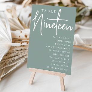 Hand Scripted Table NINETEEN + Guest Names Number