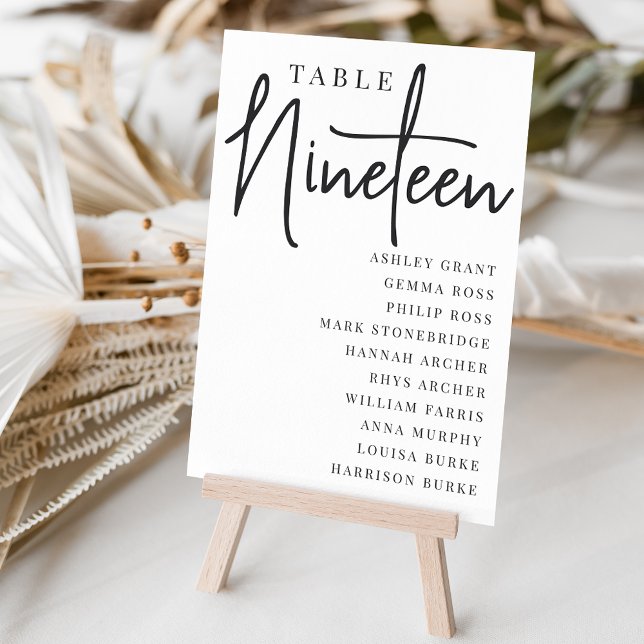 Hand Scripted Table NINETEEN + Guest Names Table Number (Creator Uploaded)