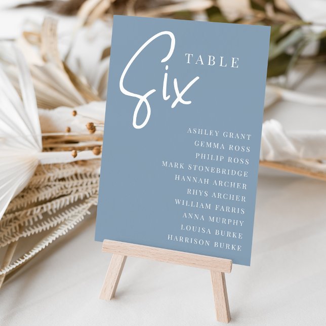 Hand Scripted Table SIX + Guest Names Table Number (Creator Uploaded)