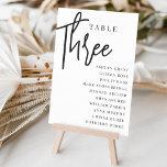 Hand Scripted Table THREE   Guest Names Table Number<br><div class="desc">Simple and chic table number cards in classic black and white make an elegant statement at your wedding or event. Design features "table [number]" in an eyecatching mix of classic serif and handwritten script lettering, with individual guest names beneath. Design repeats on both sides. Individually numbered cards sold separately; order...</div>