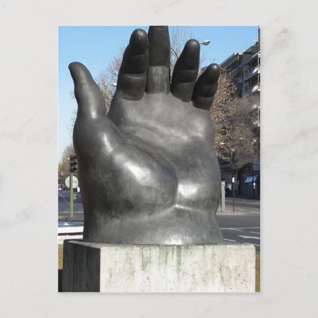 Hand . Sculpture by Fernando Botero (b. 1932) in t Postcard (Front)