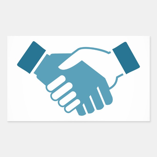 Hand shake rectangular sticker (Front)