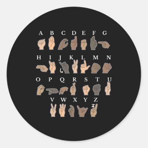 Hand Sign Language ASL Hand gesture deaf awareness Classic Round Sticker