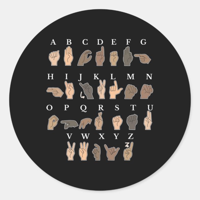 Hand Sign Language ASL Hand gesture deaf awareness Classic Round Sticker (Front)