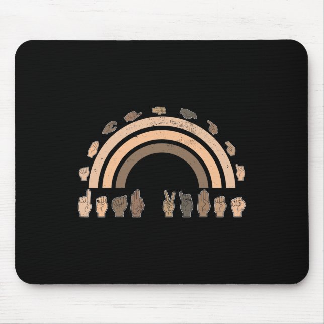 Hand Sign Language ASL Hand gesture deaf vibes awa Mouse Pad (Front)