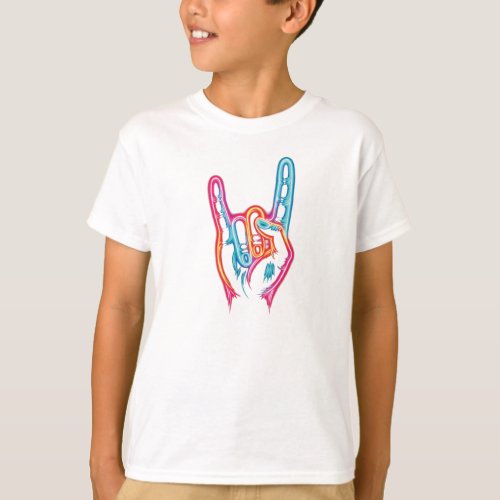 Hand Sign Rock You neon color T_Shirt