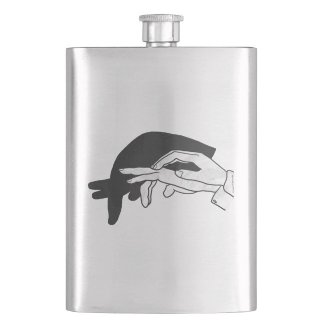Hand Silhouette Anteater Hip Flask (Front)