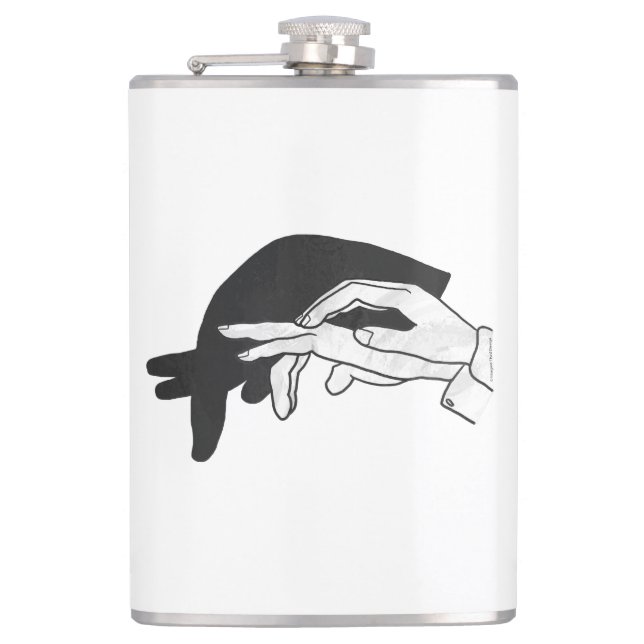 Hand Silhouette Anteater Hip Flask (Front)