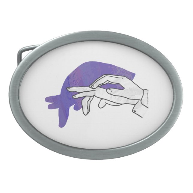 Hand Silhouette Anteater Purple Belt Buckle (Front)