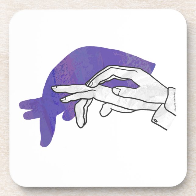 Hand Silhouette Anteater Purple Coaster (Front)