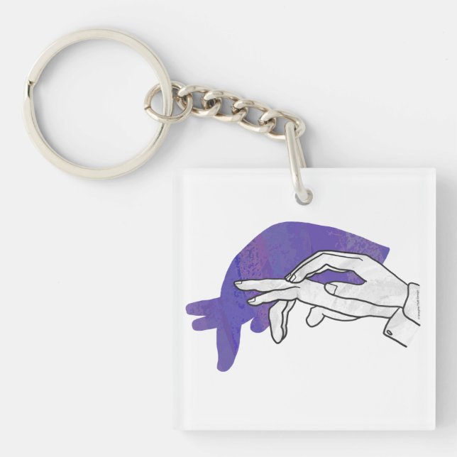 Hand Silhouette Anteater Purple Keychain (Front)