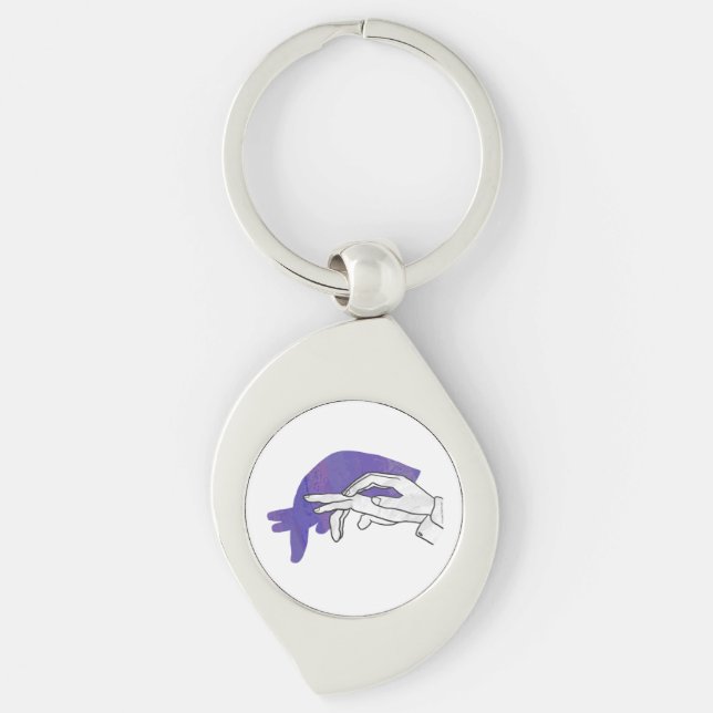 Hand Silhouette Anteater Purple Keychain (Front)