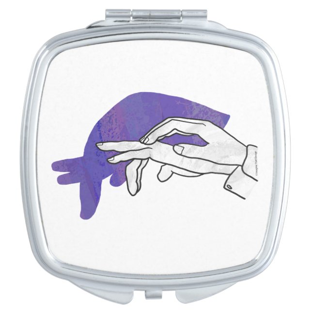 Hand Silhouette Anteater Purple Makeup Mirror (Front)