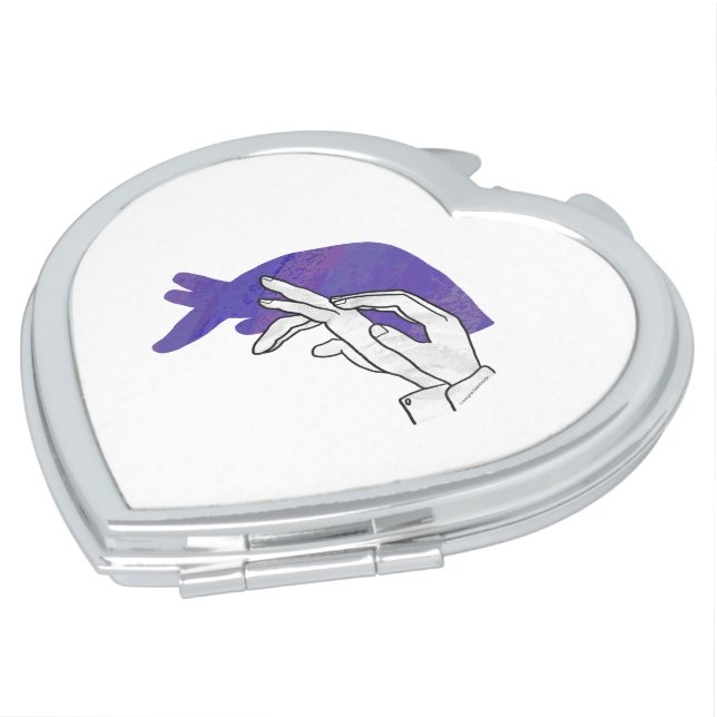 Hand Silhouette Anteater Purple Mirror For Makeup (Turned)