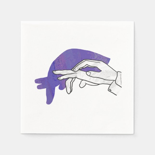 Hand Silhouette Anteater Purple Paper Napkins (Front)