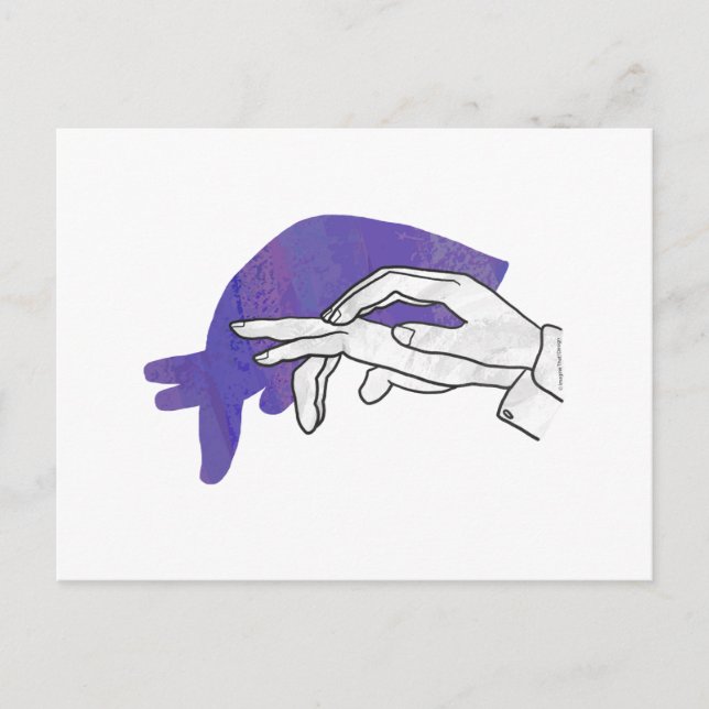 Hand Silhouette Anteater Purple Postcard (Front)