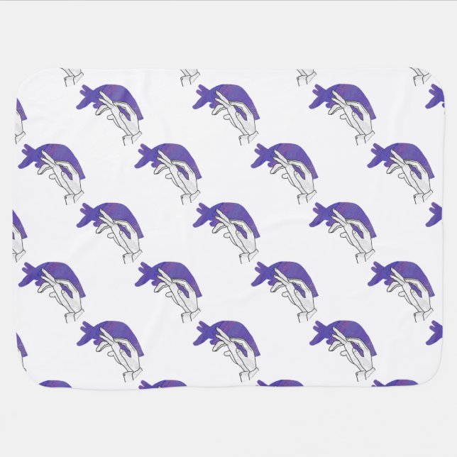 Hand Silhouette Anteater Purple Stroller Blanket (Horizontal)
