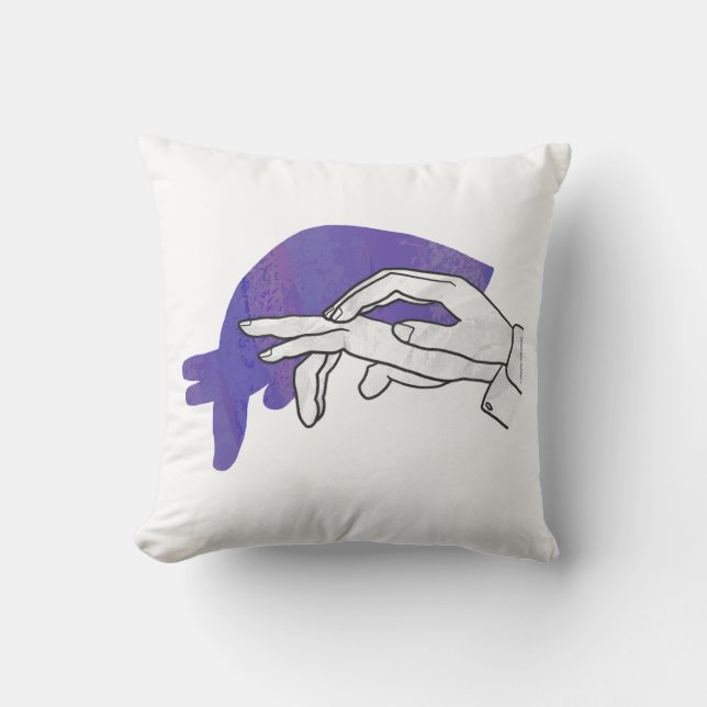 Hand Silhouette Anteater Purple Throw Pillow (Front)