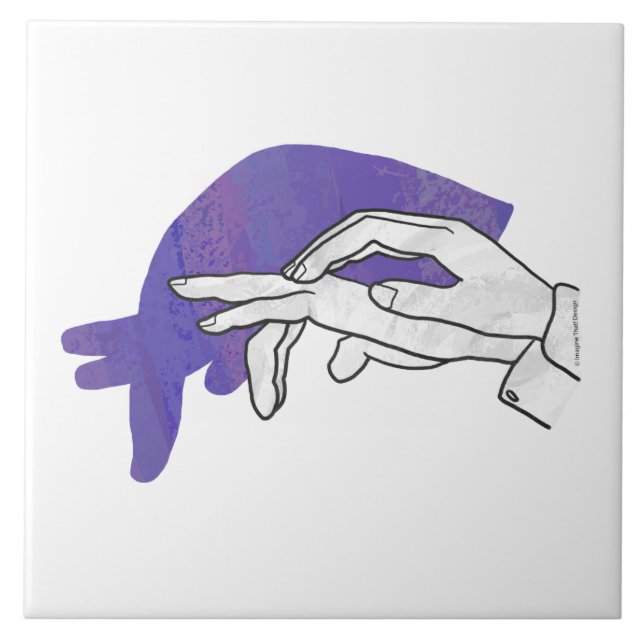 Hand Silhouette Anteater Purple Tile (Front)