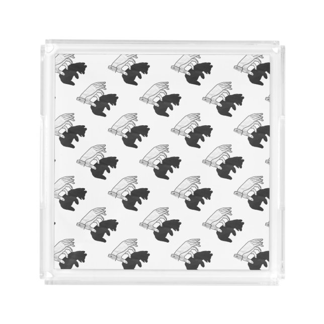 Hand Silhouette Bear Cub Acrylic Tray (Front)