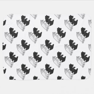 Hand Silhouette Bear Cub Baby Blanket