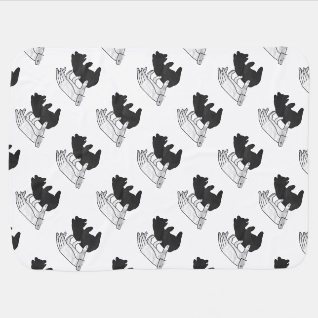 Hand Silhouette Bear Cub Baby Blanket (Horizontal)