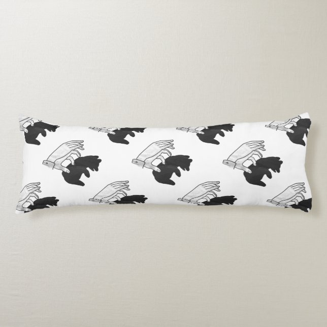 Hand Silhouette Bear Cub Body Pillow (Front)