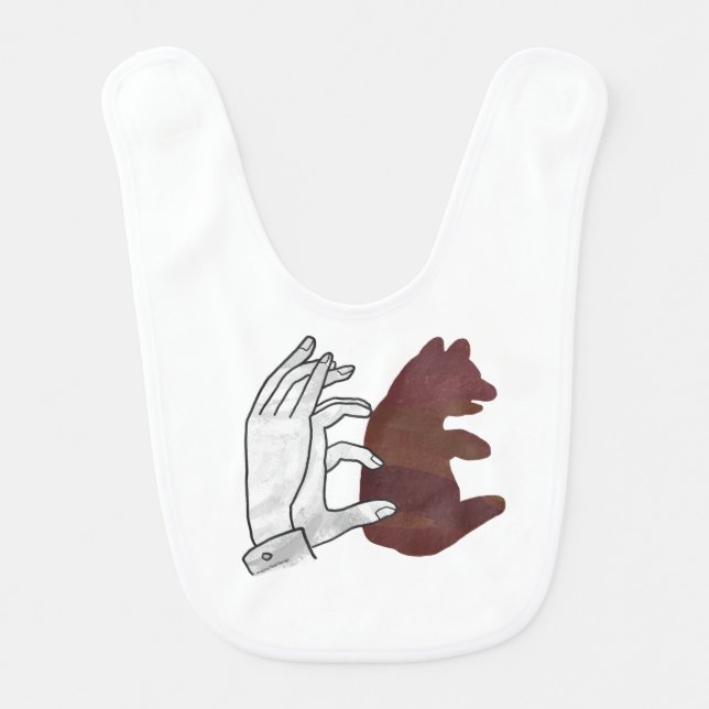 Hand Silhouette Bear Cub Brown Bib (Front)