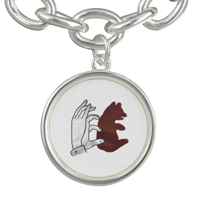 Hand Silhouette Bear Cub Brown Bracelet (Design)