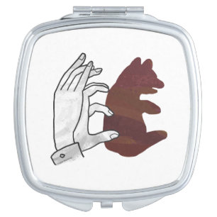 Hand Silhouette Bear Cub Brown Compact Mirror