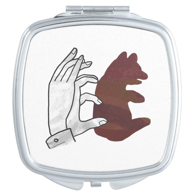 Hand Silhouette Bear Cub Brown Compact Mirror (Front)