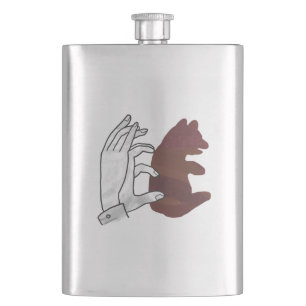 Hand Silhouette Bear Cub Brown Flask