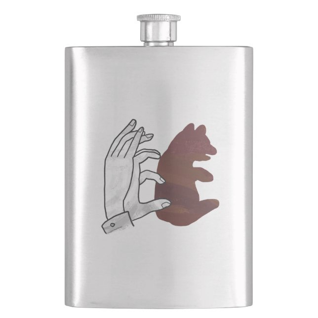 Hand Silhouette Bear Cub Brown Flask (Front)
