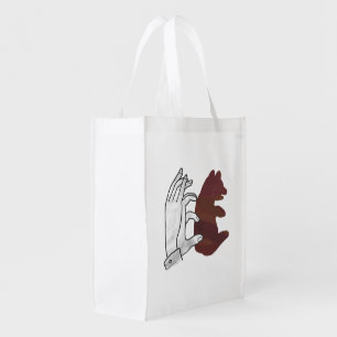 Hand Silhouette Bear Cub Brown Grocery Bag