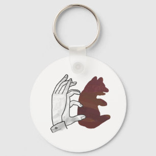 Hand Silhouette Bear Cub Brown Keychain