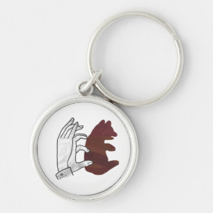 Hand Silhouette Bear Cub Brown Keychain