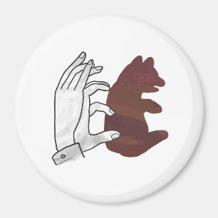 Hand Silhouette Bear Cub Brown Magnet