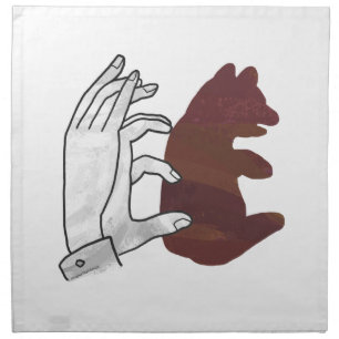Hand Silhouette Bear Cub Brown Napkin