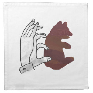 Hand Silhouette Bear Cub Brown Napkin