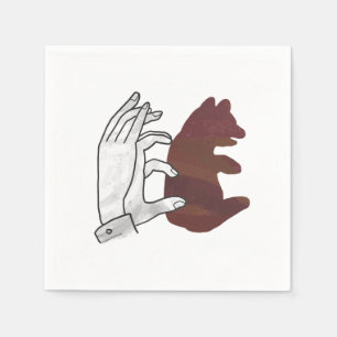 Hand Silhouette Bear Cub Brown Paper Napkins
