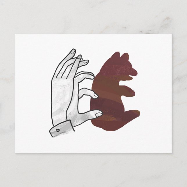 Hand Silhouette Bear Cub Brown Postcard (Front)