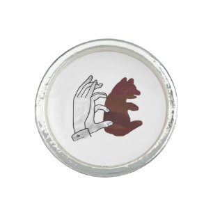 Hand Silhouette Bear Cub Brown Ring