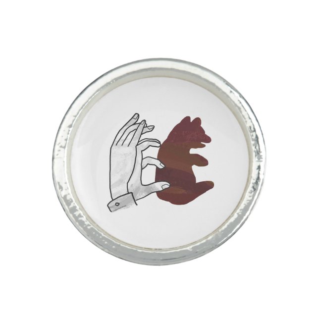 Hand Silhouette Bear Cub Brown Ring (Front)