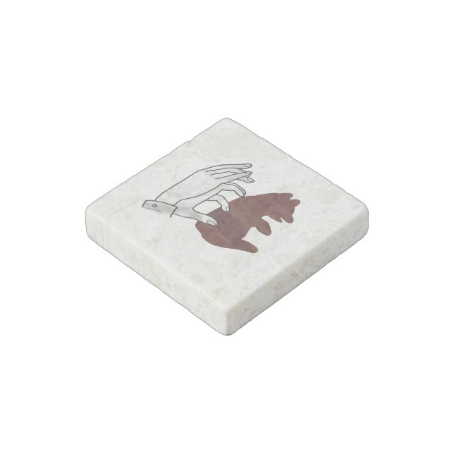 Hand Silhouette Bear Cub Brown Stone Magnet (Angled)