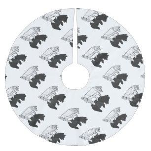 Hand Silhouette Bear Cub Brushed Polyester Tree Skirt