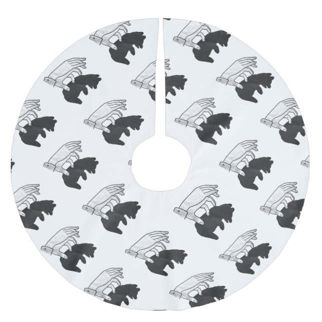 Hand Silhouette Bear Cub Brushed Polyester Tree Skirt (Front)