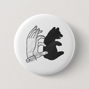Hand Silhouette Bear Cub Button