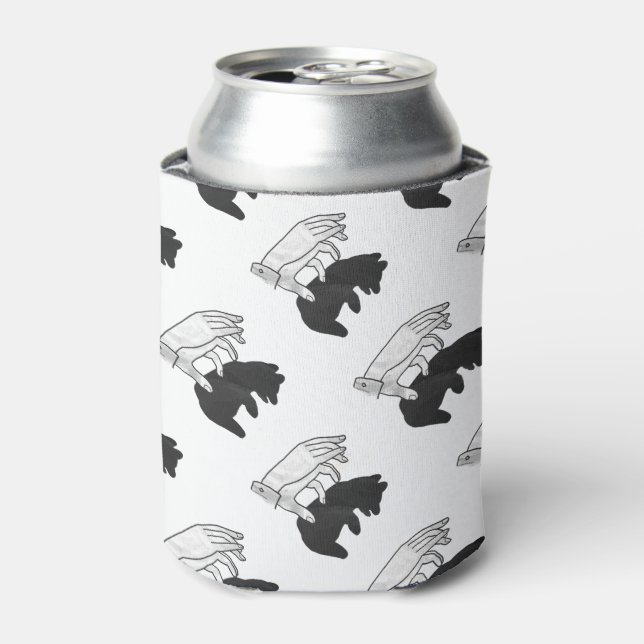 Hand Silhouette Bear Cub Can Cooler (Can Front)