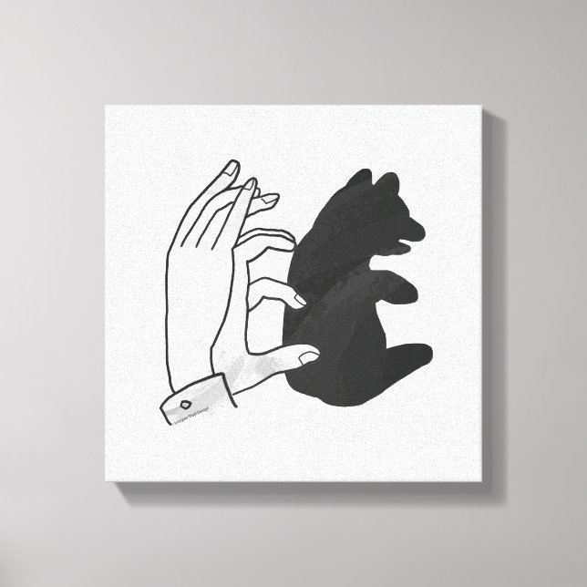 Hand Silhouette Bear Cub Canvas Print (Front)