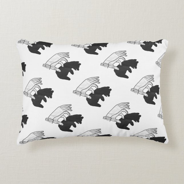 Hand Silhouette Bear Cub Decorative Pillow (Front)